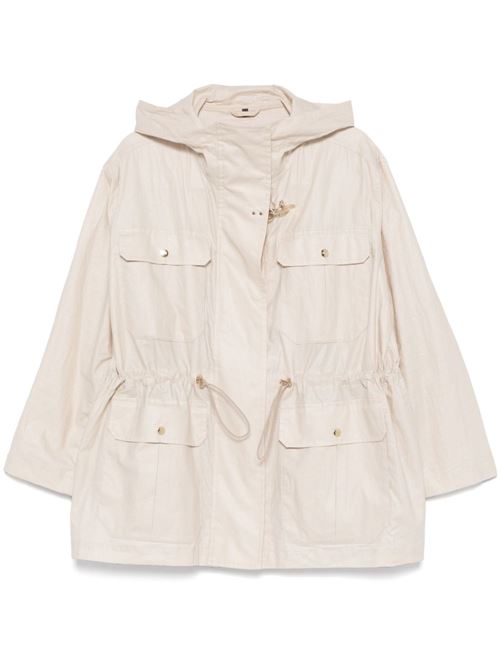 LINEN AND COTTON BLEND PARKA COAT