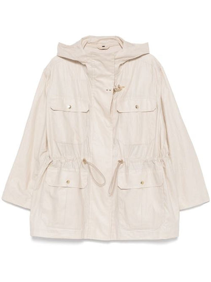 LINEN AND COTTON BLEND PARKA COAT