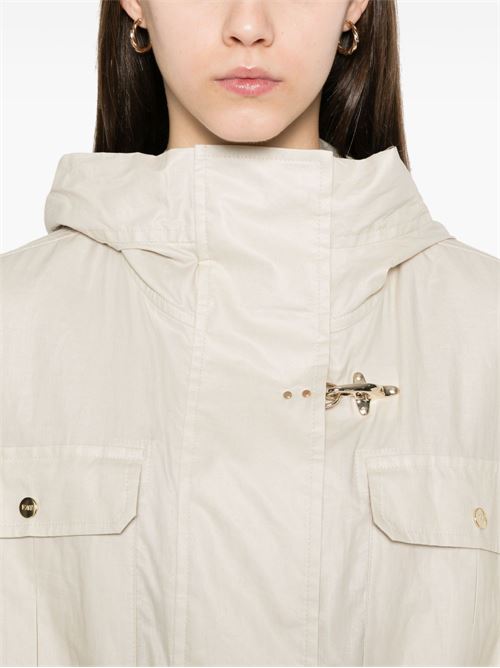LINEN AND COTTON BLEND PARKA COAT