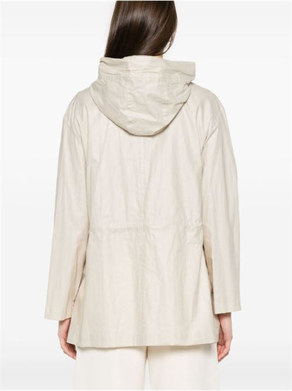 LINEN AND COTTON BLEND PARKA COAT