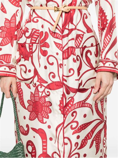 PRINTED SILK LONG SHIRTDRESS