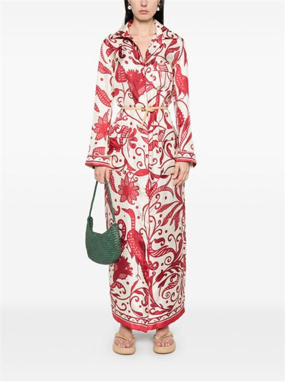 PRINTED SILK LONG SHIRTDRESS