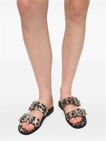 FEMININE BUCKLE LEOPARD PRINT SANDALS