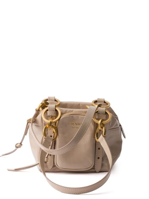 PRADA DANGLE MINI LEATHER BUCKET BAG