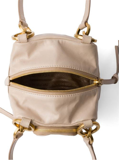 PRADA DANGLE MINI LEATHER BUCKET BAG