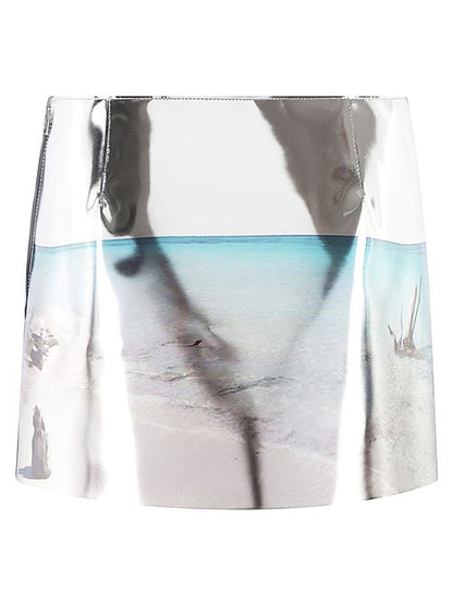 PRINTED LEATHER MINI SKIRT