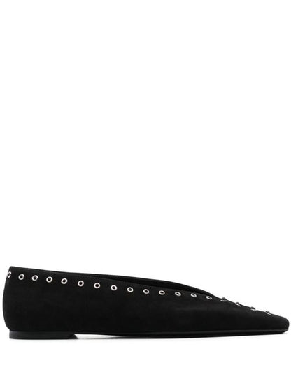 SUEDE LEATHER LACE-UP BALLETS