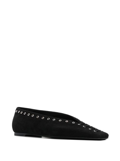 SUEDE LEATHER LACE-UP BALLETS