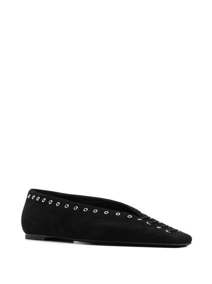 SUEDE LEATHER LACE-UP BALLETS
