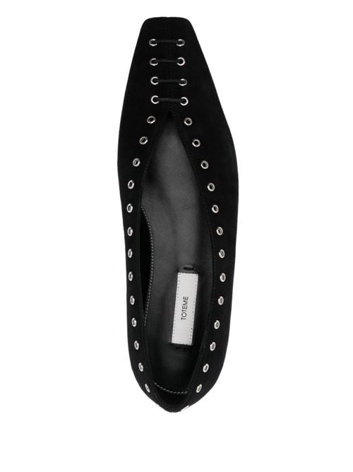 SUEDE LEATHER LACE-UP BALLETS