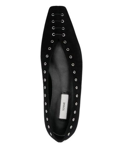 SUEDE LEATHER LACE-UP BALLETS