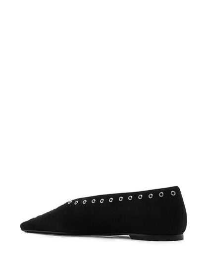SUEDE LEATHER LACE-UP BALLETS