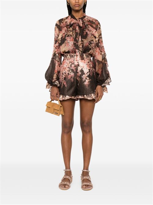 PRINTED LINEN BLEND SHORTS