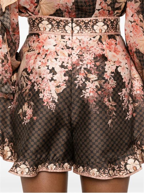 PRINTED LINEN BLEND SHORTS