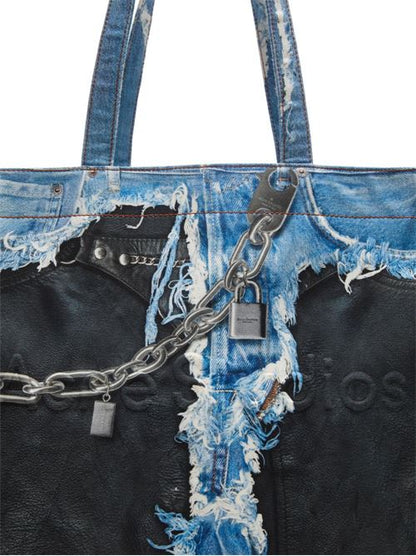 DENIM PRINT TOTE BAG
