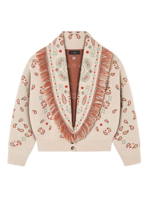 BANDANA JACQUARD CASHMERE AND WOOL CARDIGAN