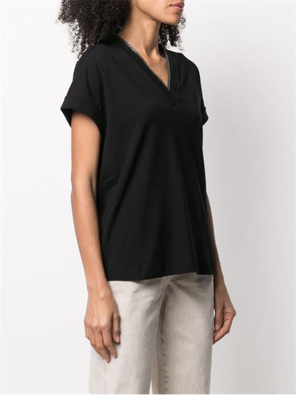 COTTON V-NECKED T-SHIRT