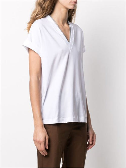 COTTON V-NECKED T-SHIRT