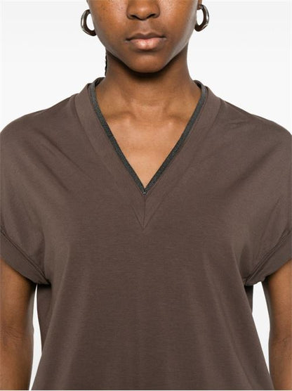 COTTON V-NECKED T-SHIRT