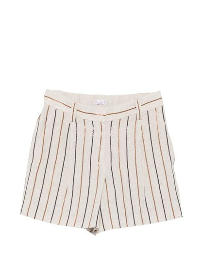 STRIPED LINEN SHORTS