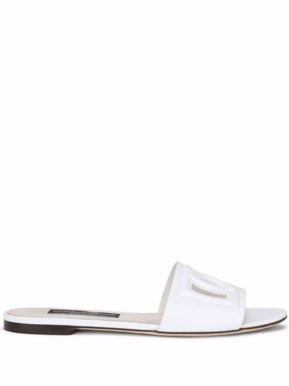 DG LOGO LEATHER FLAT SANDALS