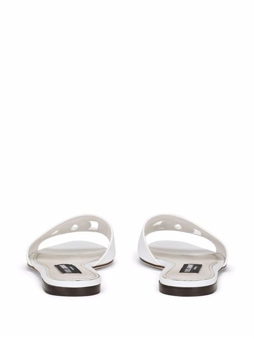 DG LOGO LEATHER FLAT SANDALS