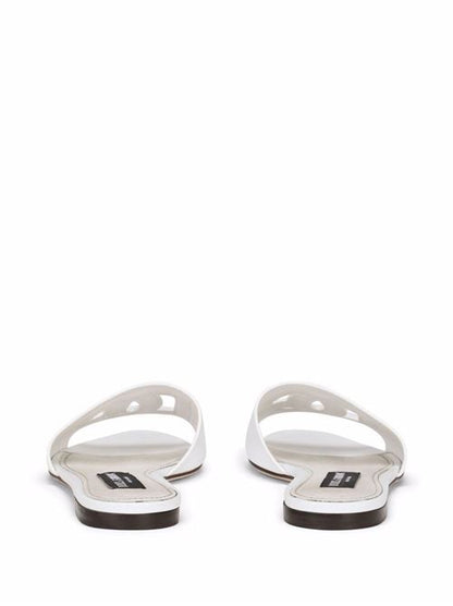 DG LOGO LEATHER FLAT SANDALS