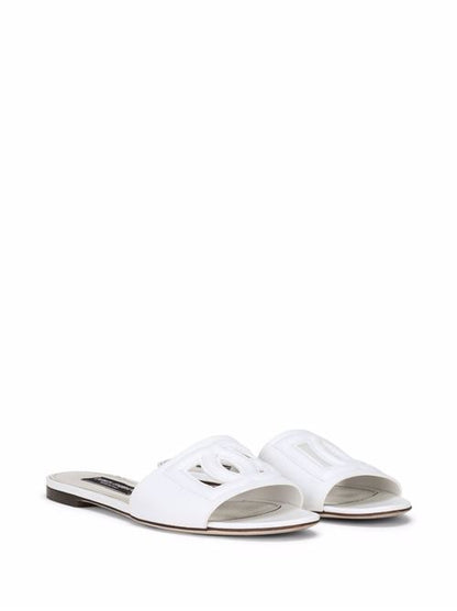 DG LOGO LEATHER FLAT SANDALS