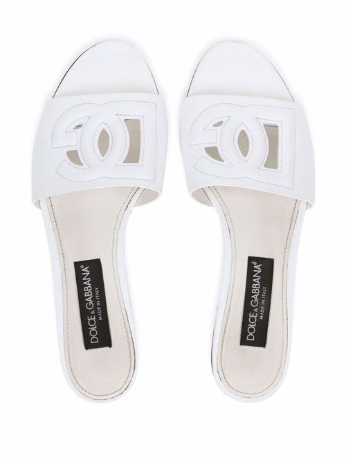 DG LOGO LEATHER FLAT SANDALS