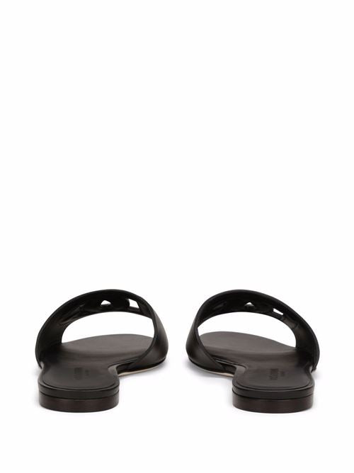 DG LOGO LEATHER FLAT SANDALS