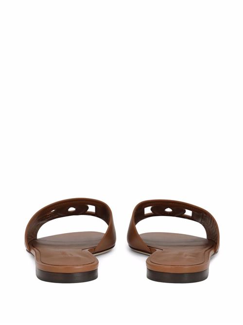 DG LOGO LEATHER FLAT SANDALS