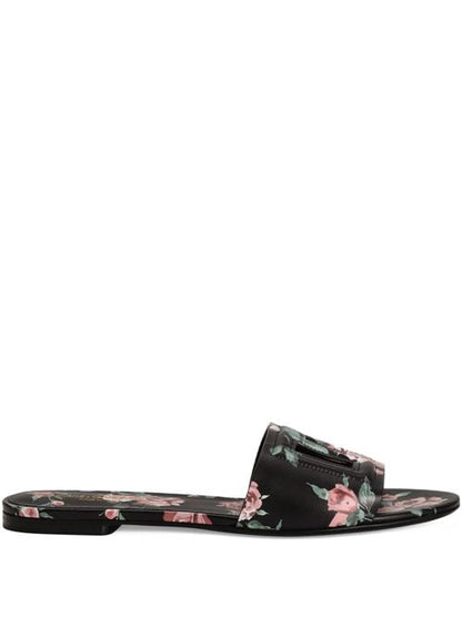 DG LOGO LEATHER FLAT SANDALS
