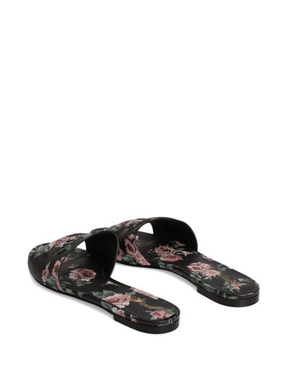 DG LOGO LEATHER FLAT SANDALS