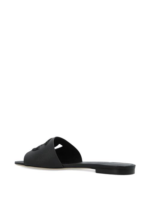 DG LOGO LEATHER FLAT SANDALS