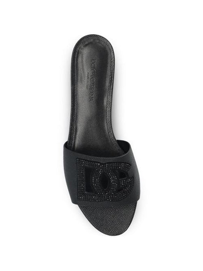 DG LOGO LEATHER FLAT SANDALS