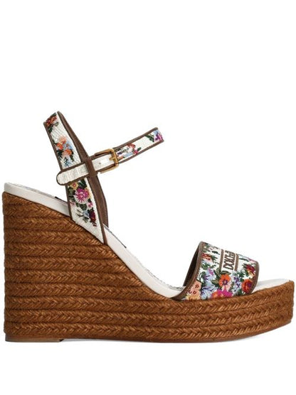EMBROIDERED WEDGE SANDALS