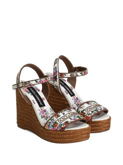 EMBROIDERED WEDGE SANDALS