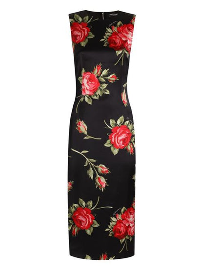 ROSES BOUQUET PRINT MIDI DRESS