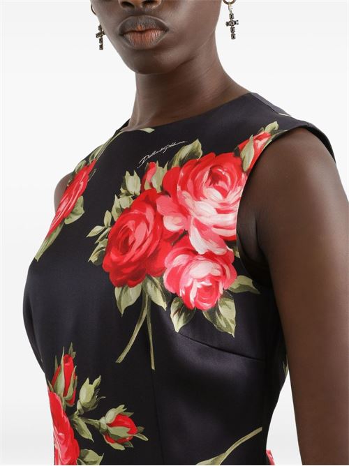 ROSES BOUQUET PRINT MIDI DRESS