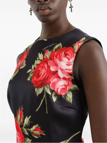 ROSES BOUQUET PRINT MIDI DRESS