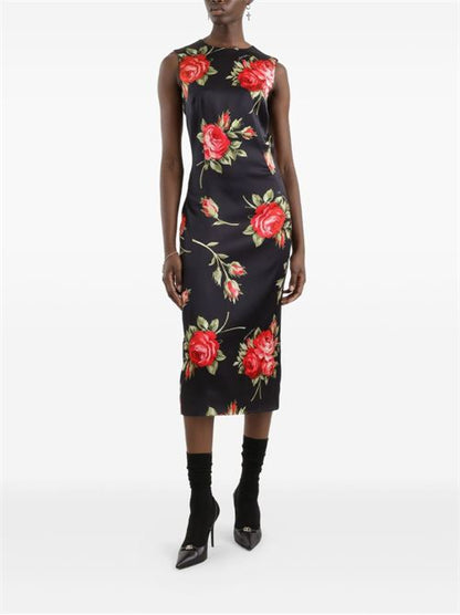 ROSES BOUQUET PRINT MIDI DRESS