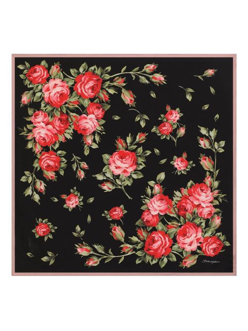 ROSES BOUQUET PRINT SILK FOULARD