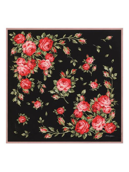 ROSES BOUQUET PRINT SILK FOULARD