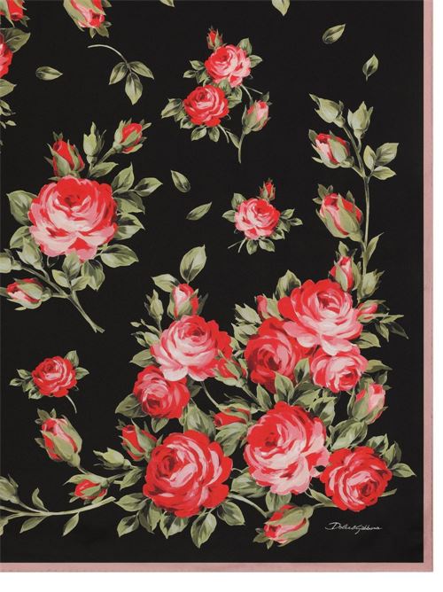 ROSES BOUQUET PRINT SILK FOULARD