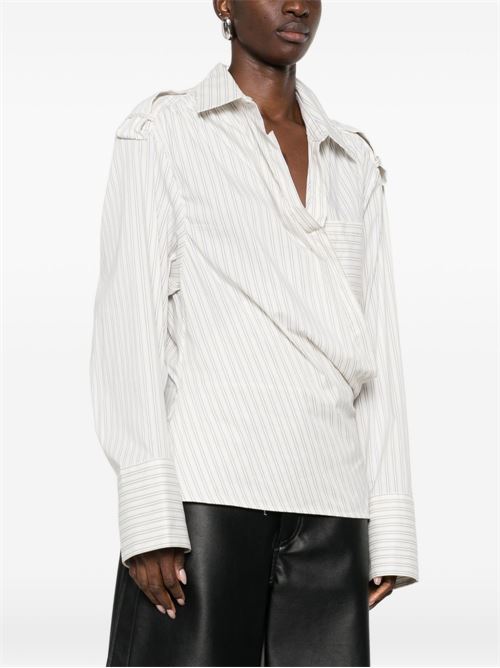 LACE STRIPED COTTON SHIRT