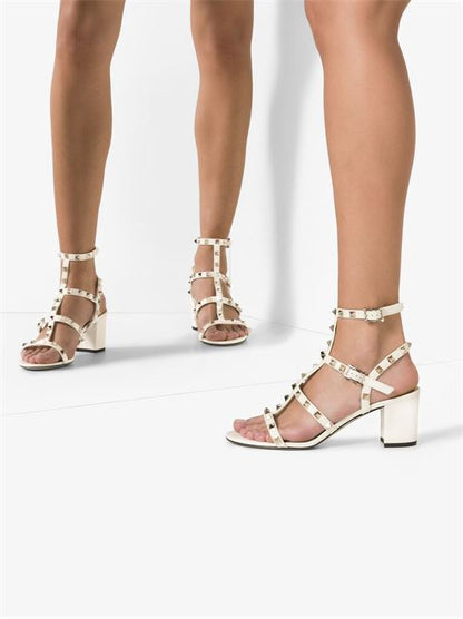 ROCKSTUD LEATHER SANDALS