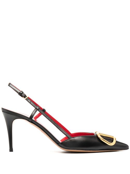 VLOGO SIGNATURE LEATHER SLINGBACK PUMPS