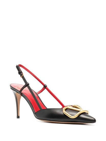 VLOGO SIGNATURE LEATHER SLINGBACK PUMPS
