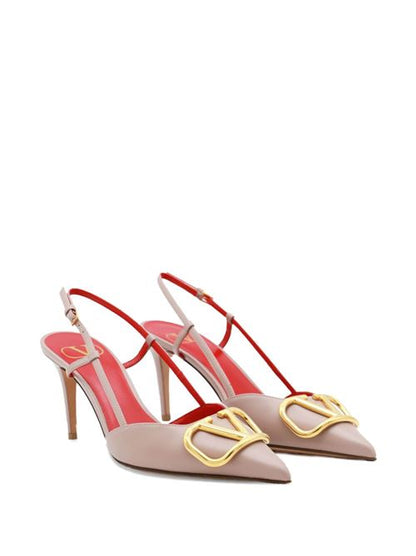 VLOGO SIGNATURE LEATHER SLINGBACK PUMPS