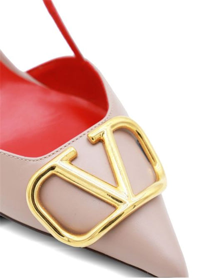 VLOGO SIGNATURE LEATHER SLINGBACK PUMPS